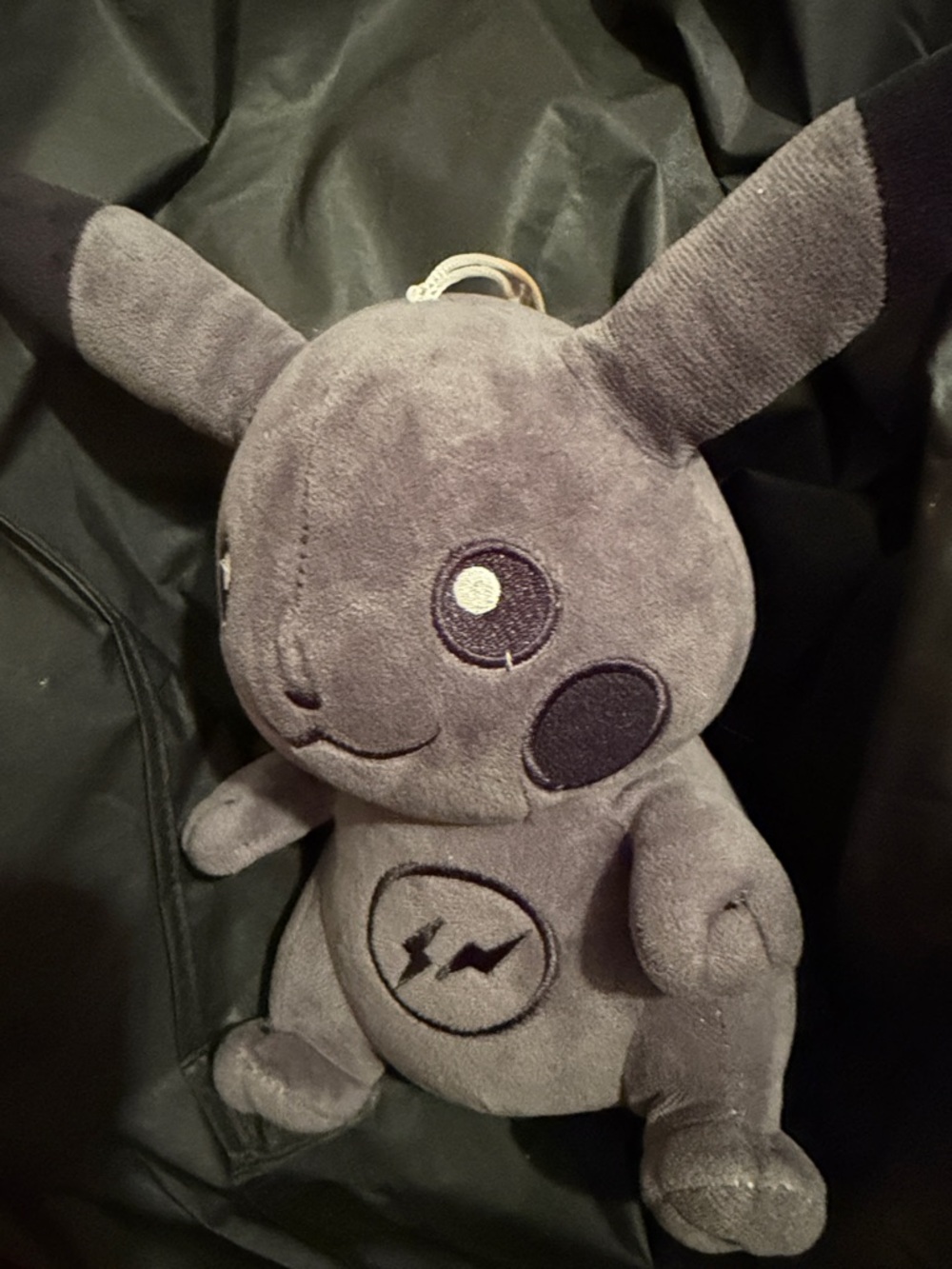 Pokemon Gray Plush Pikachu with Dark Gray Accents